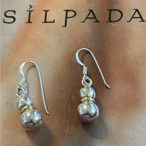 Silpada Vintage Sterling Double Ball Bead Drop Earrings
